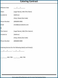 Sample Catering Contract Template Free