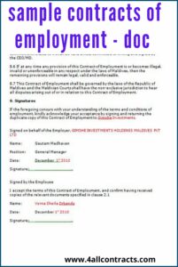 Sample Employment Contracts Templates
