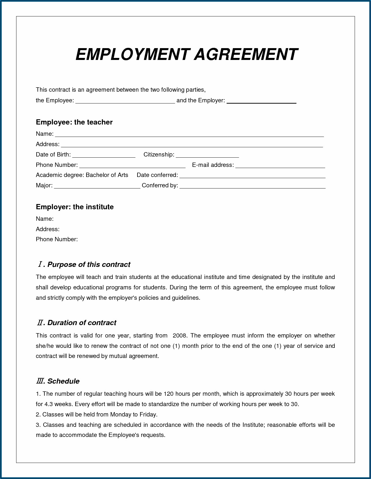 Simple Employee Contracts Templates
