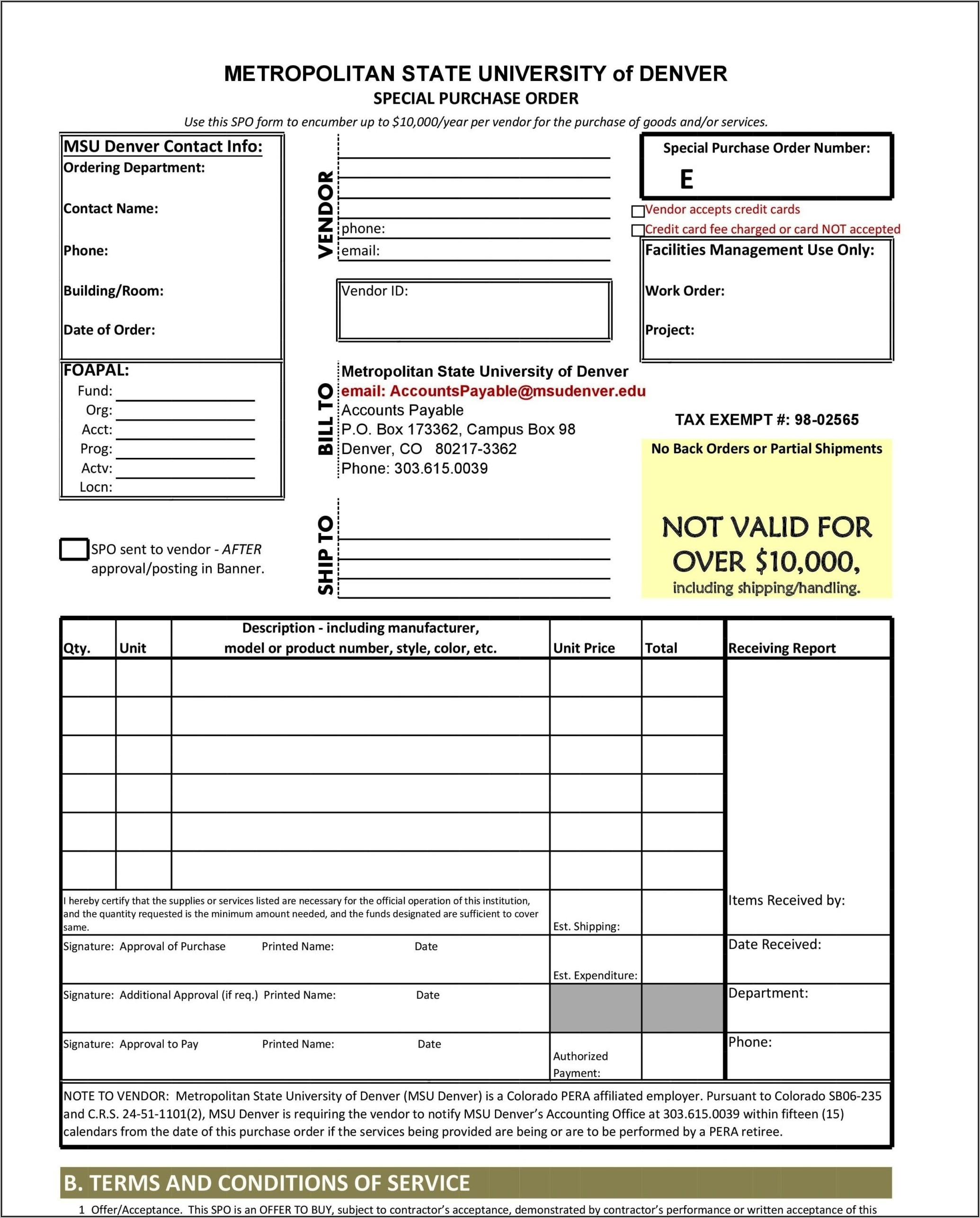 Simple Purchase Order Terms And Conditions Template
