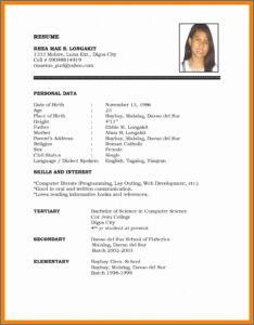 Simple Student Resume Format Pdf Download
