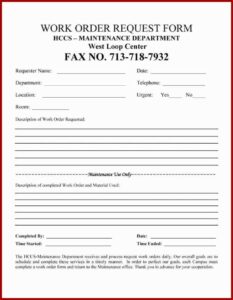 Simple Work Order Template Word