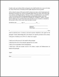 Special Power Of Attorney Template Word