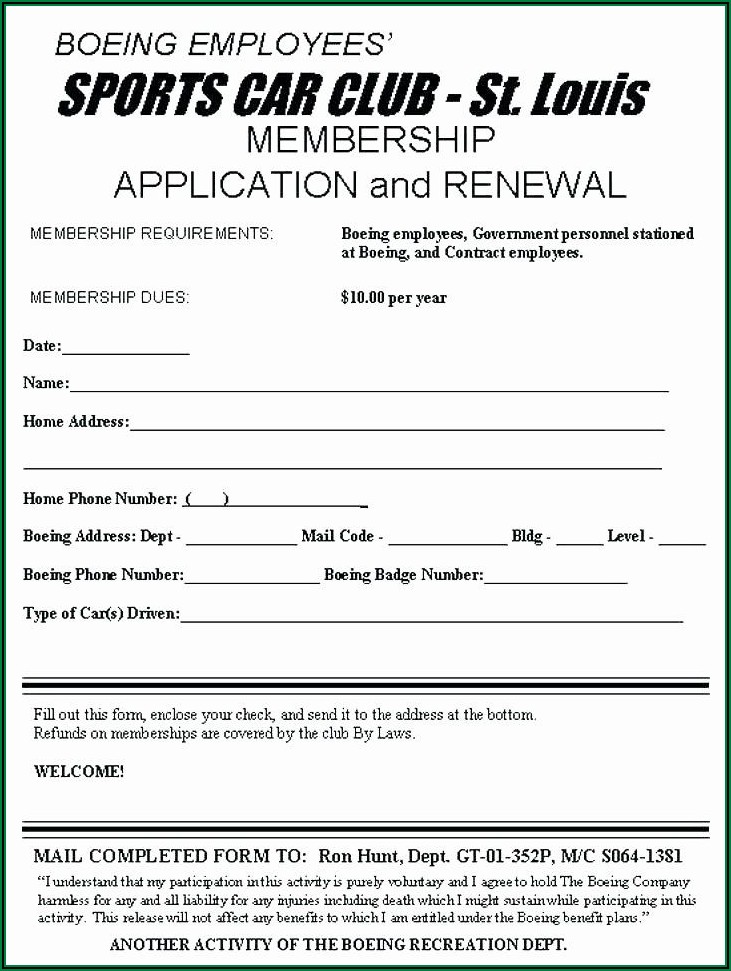 Sports Club Registration Form Template