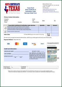 State Of Texas Birth Certificate Request Form