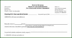State Of Wyoming Oil And Gas Lease Assignment Form