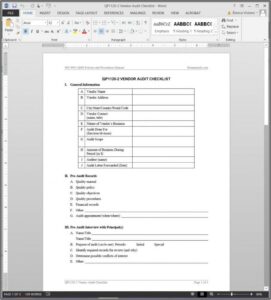 Supplier Audit Checklist Template