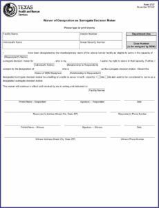 Surrogate Decision Maker Form Texas