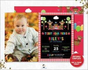 Teddy Bear Picnic Invitation Template