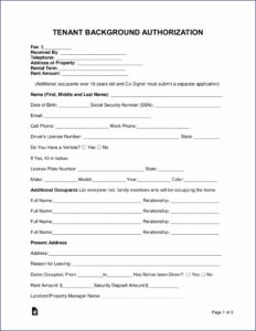 Tenant Screening Form Bc