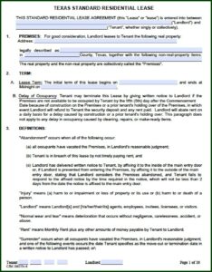 Texas Residential Lease Extension Form 2016