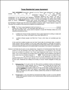 Texas Residential Lease Extension Form