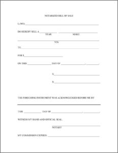 Used Car Bill Of Sale Template