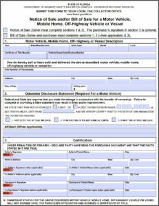 Used Car Bill Of Sale Template Florida