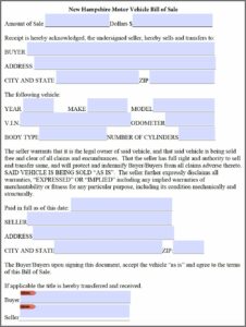 Used Car Bill Of Sale Template Massachusetts