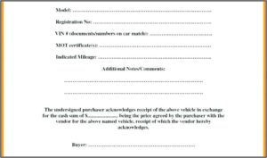 Used Car Bill Of Sale Template Ontario