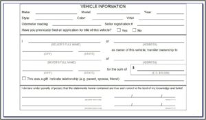 Used Vehicle Bill Of Sale Template Ontario