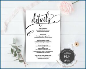 Wedding Insert Cards Template