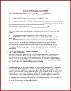 Wedding Photographer Contracts Templates