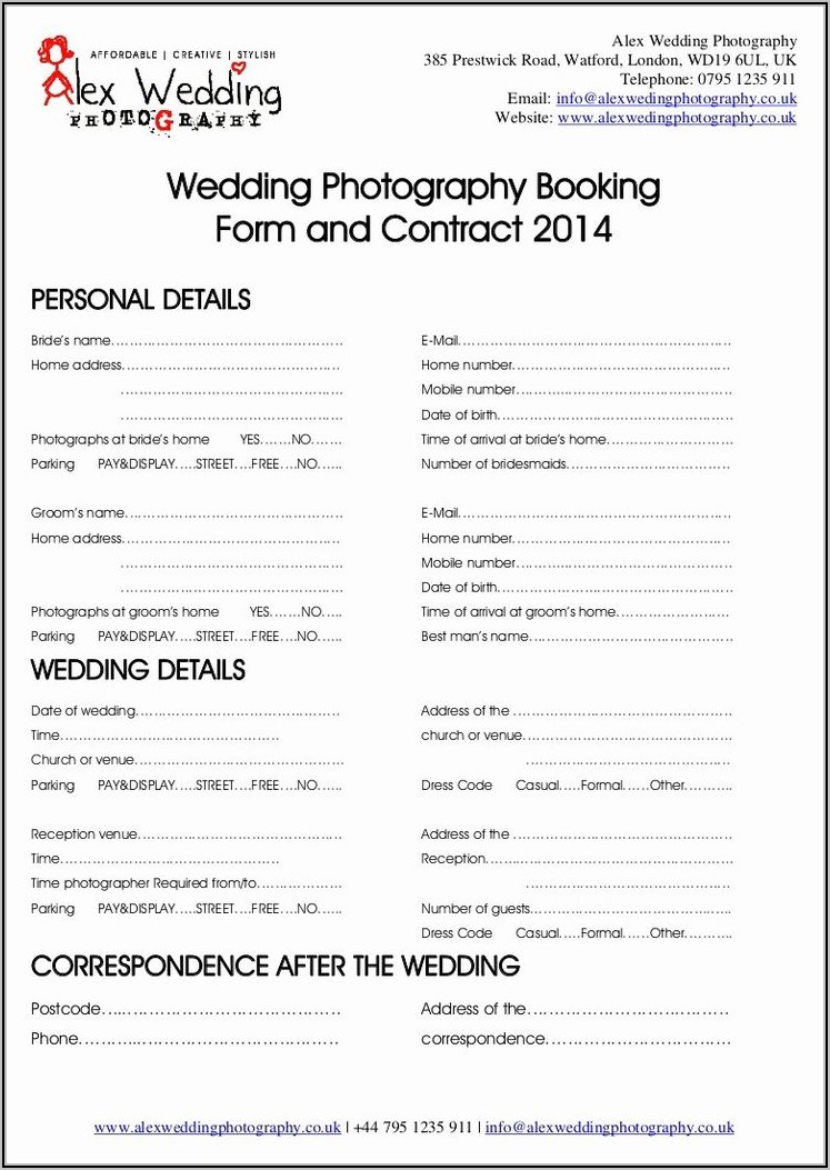 Wedding Venue Contract Template Uk