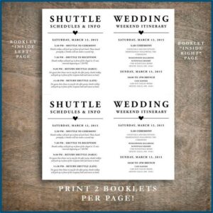 Wedding Welcome Bag Itinerary Template Free