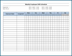 Weekly Employee Shift Schedule Template Free Download