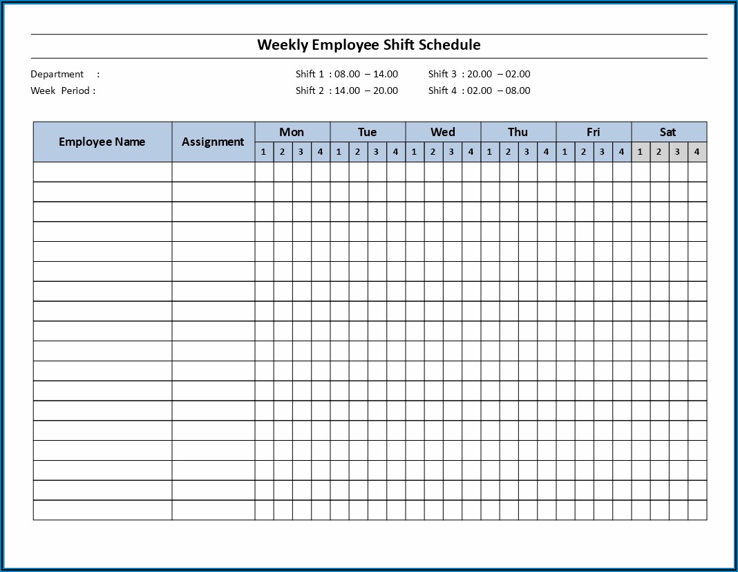 Weekly Employee Shift Schedule Template Free Download