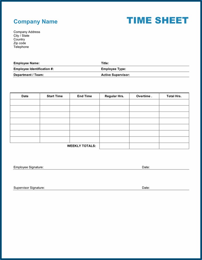 Weekly Timesheet Template Free Download