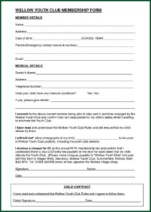 Youth Sports Registration Form Template