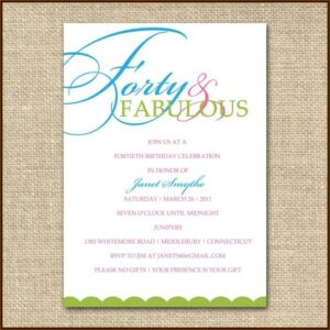 40th Birthday Party Invitation Message