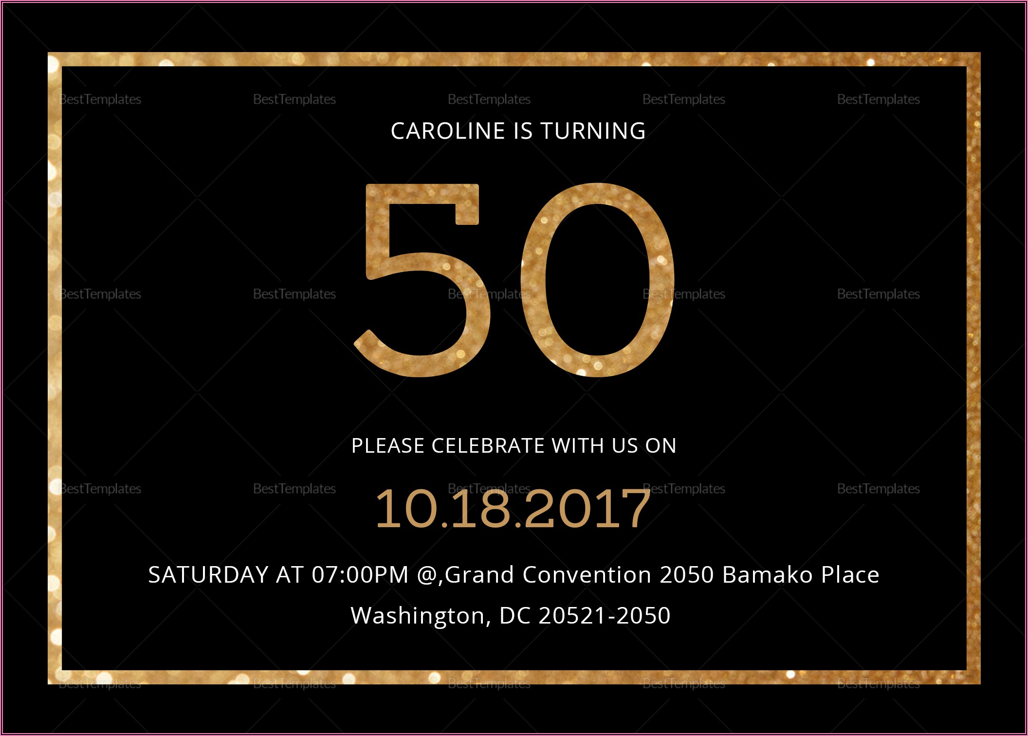 50th Birthday Party Invitation Card Sample
