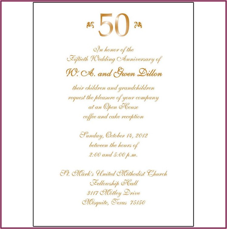 50th Wedding Anniversary Party Invitation Wording