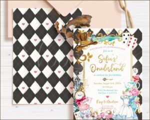 Alice In Onederland Birthday Invitation Template