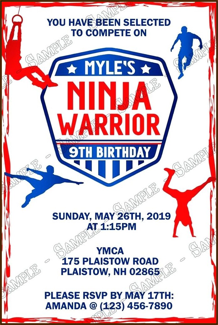 American Ninja Warrior Birthday Invitations