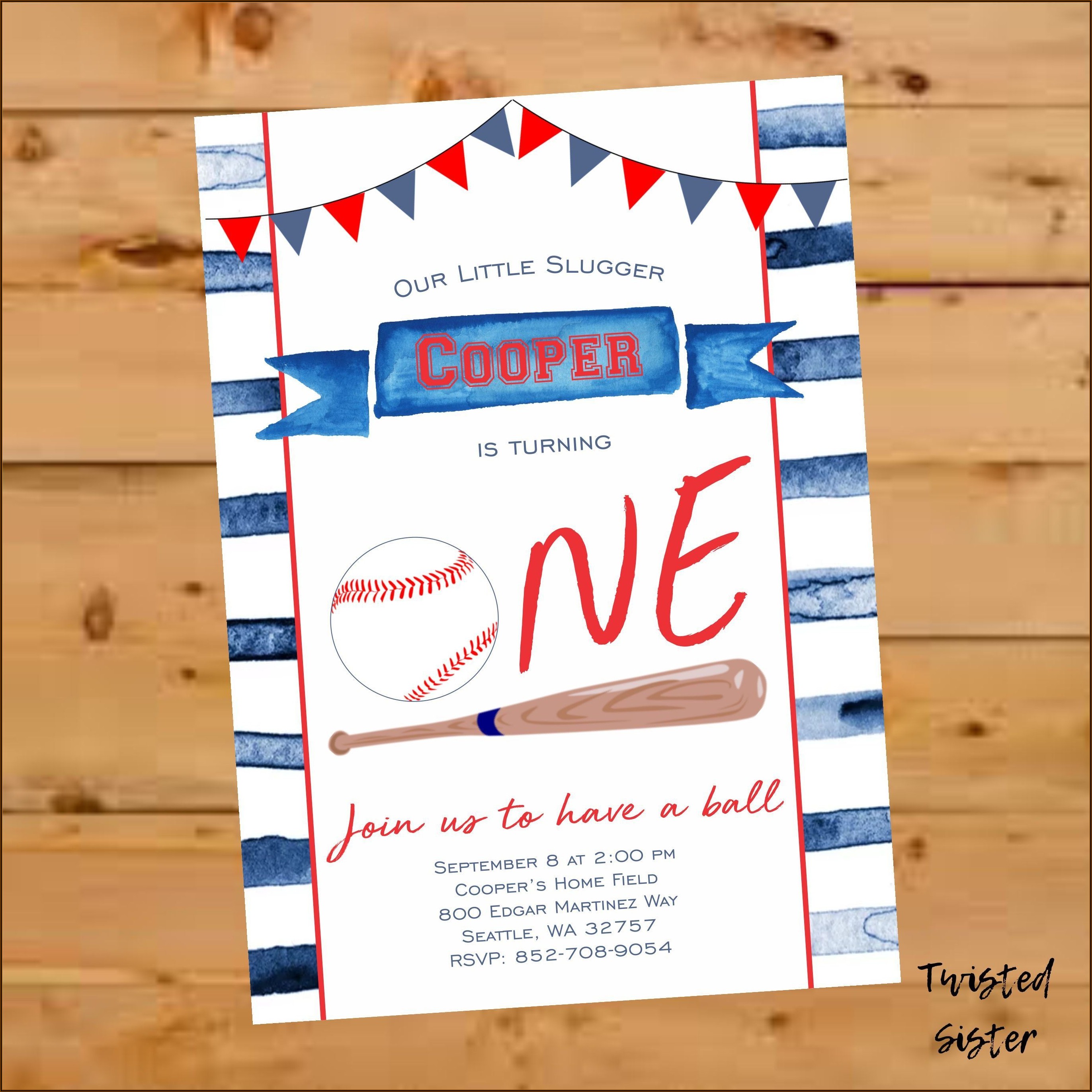 Baseball First Birthday Invitations
