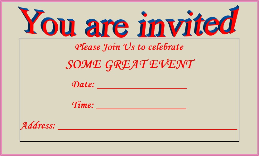 Blank Invitation Templates For Microsoft Word Free Download