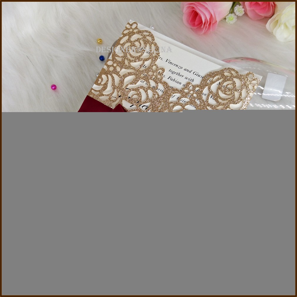 Burgundy And Gold Quince Invitations