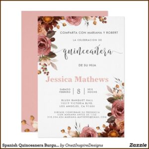 Burgundy And Gold Quinceanera Invitations