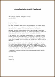 Business Invitation Letter Sample For Visa