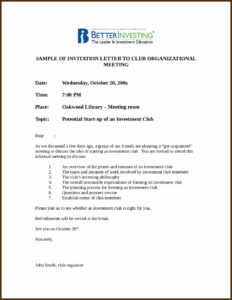 Business Meeting Invitation Letter Sample