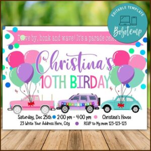 Car Parade Invitation Template Free