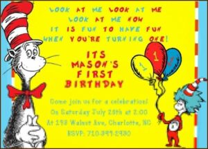 Cat In The Hat Birthday Invitation Template