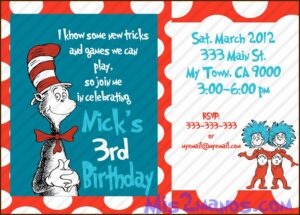Cat In The Hat Birthday Invitations