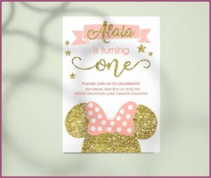 Custom Minnie Mouse 1st Birthday Invitations