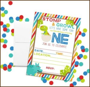 Dinosaur First Birthday Invitations