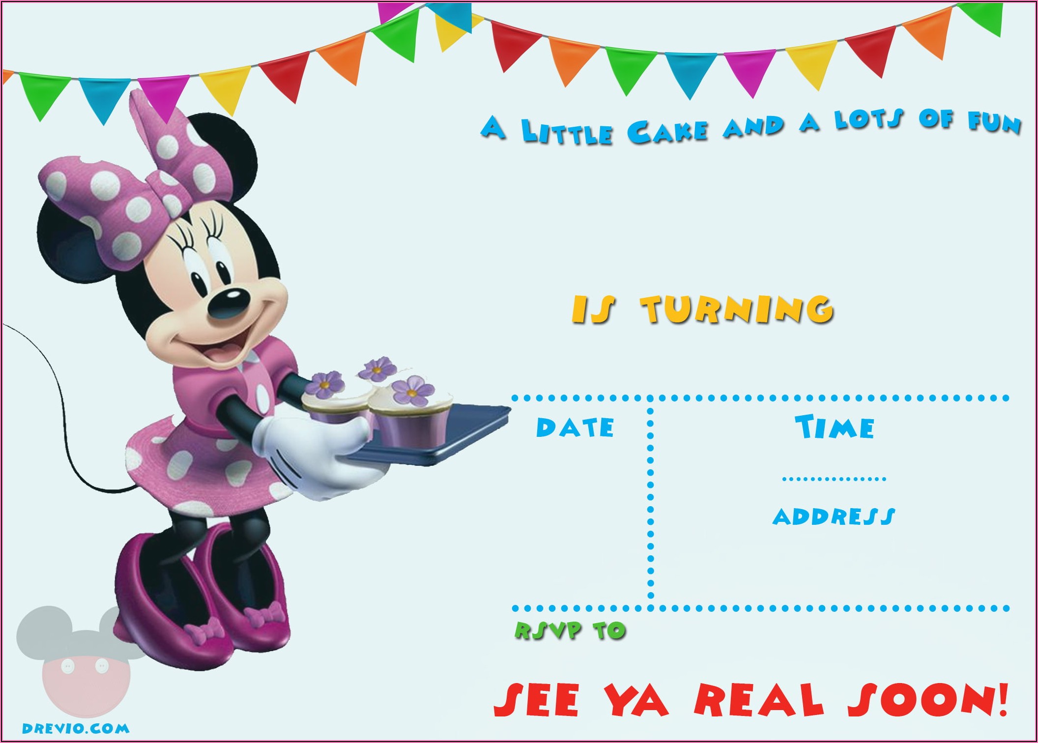 Downloadable Editable Minnie Mouse Birthday Invitation Template