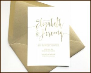 Elegant Gold And White Wedding Invitations