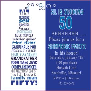 Funny 50th Birthday Party Invitation Sayings