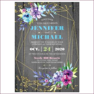 Green Purple And Gold Wedding Invitations