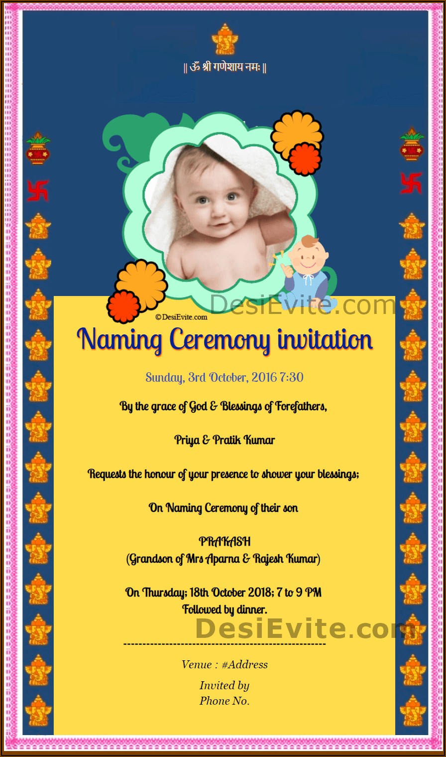 Indian Cradle Ceremony Invitation Message
